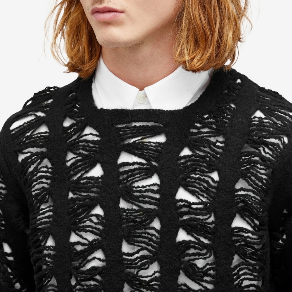 Comme des Garçons Homme Plus Men's Splash Pattern Knit in Black - Picture 4 of 12